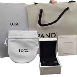 Ring Bracelet Necklace Earrings Portable Paper Bag Velvet White Packing Box Set Gift Box
