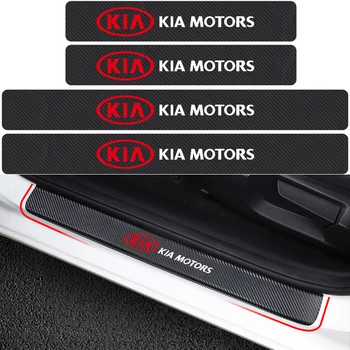 

4X Car Door Sill Decorative Scuff Plate Guards Carbon Fiber Door Threshold Sticker For Kia Picanto Ceed Rio Sportage R K3 K4 K5