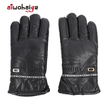 

2019 High Quality Winter Riding Gloves Women Men Thick Skid and Windproof Leather Mittens Motorcycle Hand Warmer Fleece-Lined