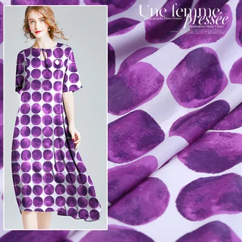 

2019 kpop12M/M purple wave point chiffon silk fabric for dress scarf tissu african bazin riche getzner telas tela tecido stoffen