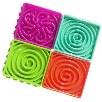 

4Pcs/Set Dogs Puzzle Bowls Pet Cats Feeding Dishes Puppy Kittens Slow Eating Feeder Anti-Slip Licking Mat