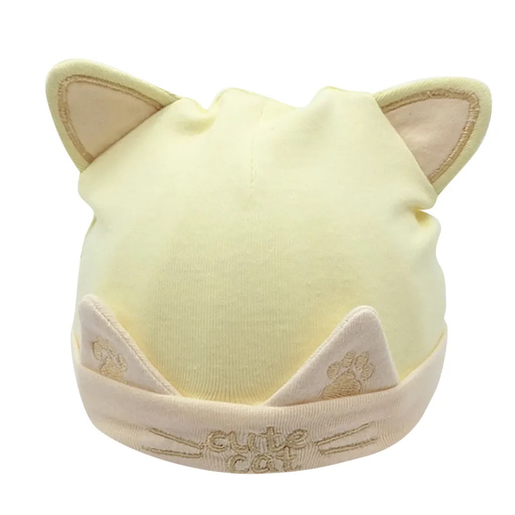 Baby Hat Cartoon Cat Letters Striped Earmuffs Warm Pullover Cap Autumn Winter Toddler Beanie Protect Ear Kids | Детская одежда и