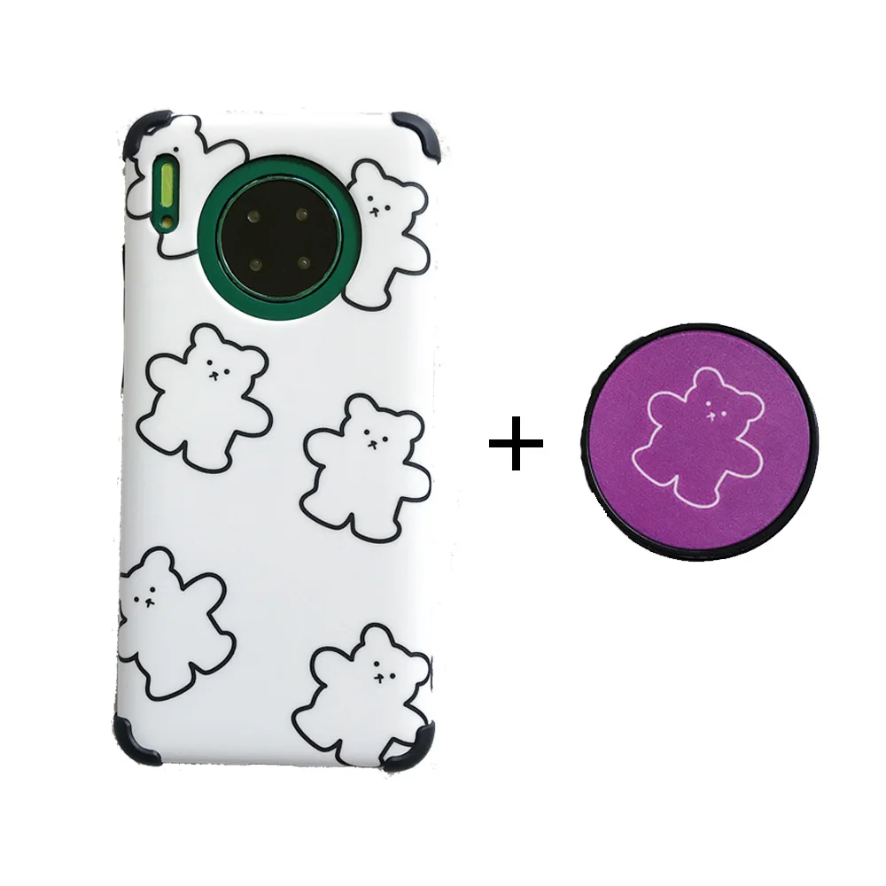 White with Purple Силиконовый чехол с милым медведем для huawei P30 P20 mate 30 Pro, чехол для huawei Honor 9X20 Pro Nova 3 4 5 Pro Coque - Цвет: White with Purple