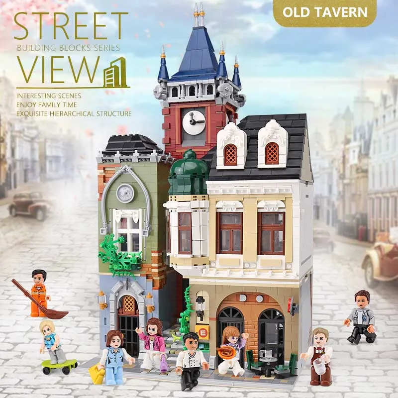 

City Street view The Lepining MOC Old Town Pub Set Assembly Toys Model Kids Christmas Toys Gifts Building Blocks Bricks