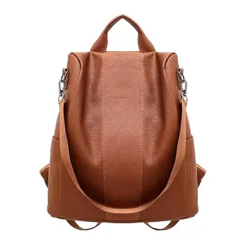 

Women Backpack anti-theft Classic PU Leather Solid Color Backpack Canta Fashion Shoulder Bag Student Dual-use Small Backpak