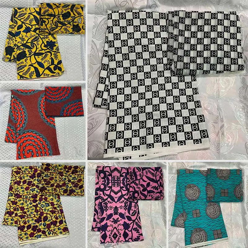 Натуральная шелковая ткань Африканская шелковая восковая шелковая шифоновая ткань 2+ 4 ярдов африканская ткань Дубай кружевная африканская восковая ткань для Пэчворк TAN02