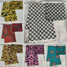 Натуральная шелковая ткань Африканская шелковая восковая шелковая шифоновая ткань 2+ 4 ярдов африканская ткань Дубай кружевная африканская восковая ткань для Пэчворк TAN02