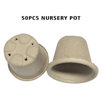 

50pcs Biodegradable Flowers Landscape Herb Paper Pulp Transplant Seeds Planting Nursery Pot Floor Standing Seedling Starter