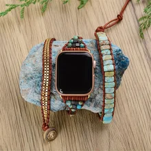 

Turquoise For Apple Watch 38 40 42 44 mm Strap Bohemia Multi Wrap Bracelet Band for iwatch Series 7 654321 Harajuku wristband