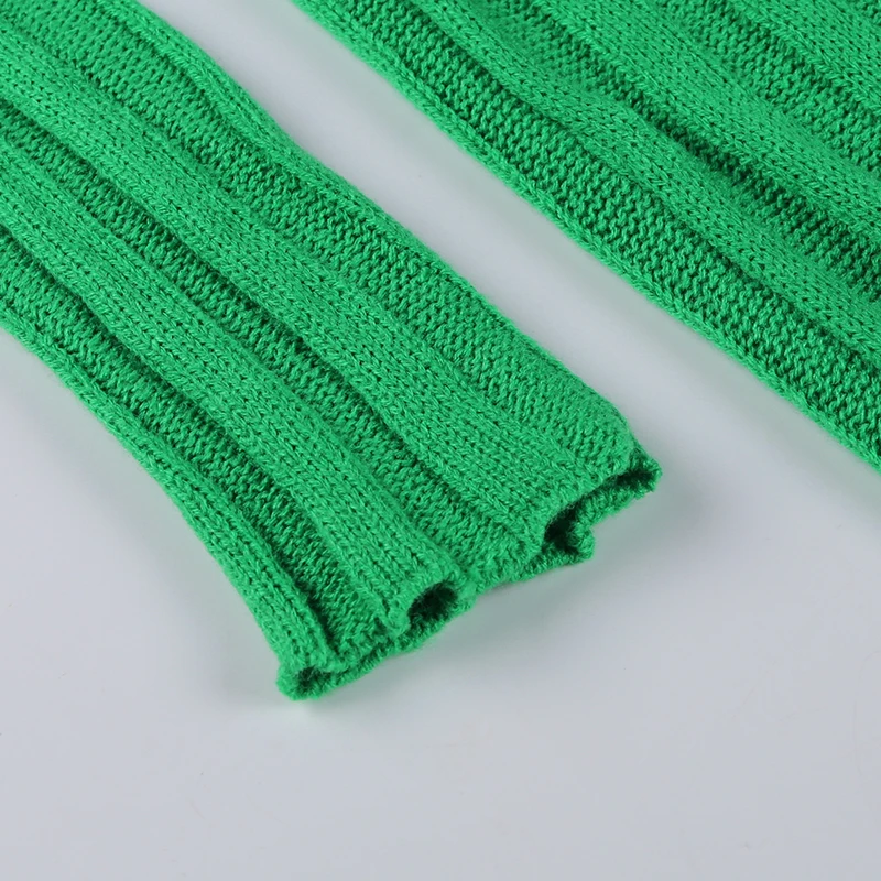 Fashion Ribbed Women's Turtleneck Sweater Green Long Sleeve Shrugs Knitwear Jumper Female Knitted Tops 2025 Autumn Winter