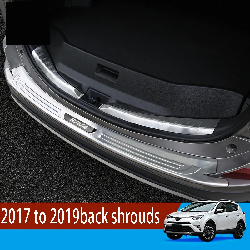 For Toyota RAV4  2017 to 2019 Car Styling Stainless Steel Rear Bumper Sill Trunk Door Sill Cover Sticker