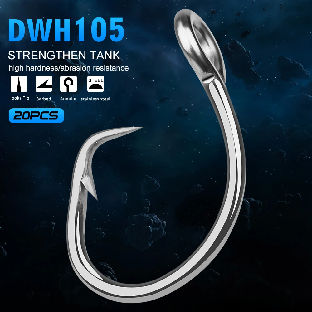 Comdaba 20 шт. рыболовный крючок в соленой воде DWH105 круглый крючок 11/0#-16/0# Модель из нержавеющей стали черный цвет рыболовный крючок сделано в Тайване