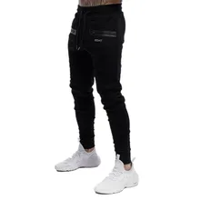 Осенние мужские брюки для бега, хлопковые спортивные штаны для спортзала, фитнеса, тренировок, одноцветные брюки, мужские повседневные брюки-карандаш, спортивные брюки для бега