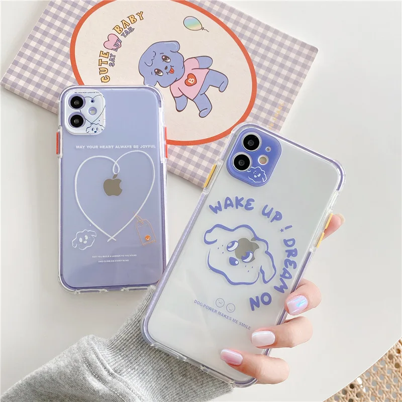 

Retro smile Puppy line art Painting Phone Case For iPhone 11 Pro Max case Cute soft cover for iPhone XS XR X 7 8 Plus 7Plus Case