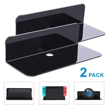 

2-Packs Acrylic Floating Wall Shelves Small Display Shelf For Smart Speaker Action Figures With Cable Clips Home Storage Shelf
