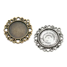 

10pcs 25mm Cabochon Cameo Base Tray Bezel Blank Antique Silver Necklace Pendant Settings Fit Cabochons Jewelry Pendant Making