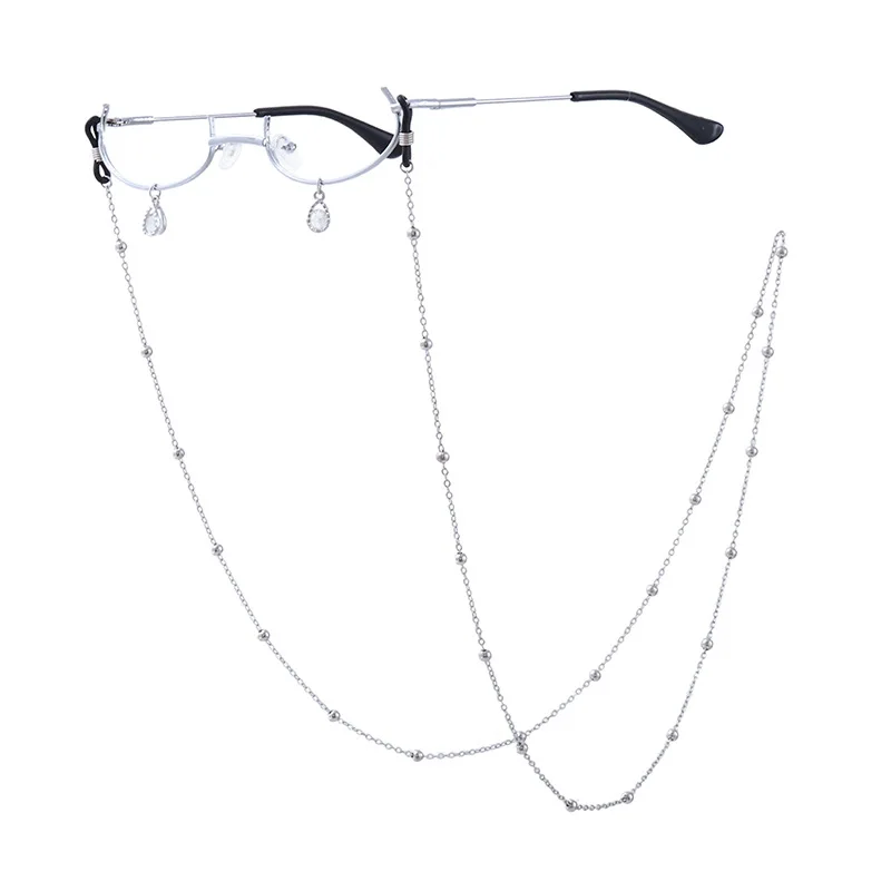 Ins girl wind half-frame pendant glasses net red with the Korean version with a chain decorative glasses - Цвет оправы: Silver water