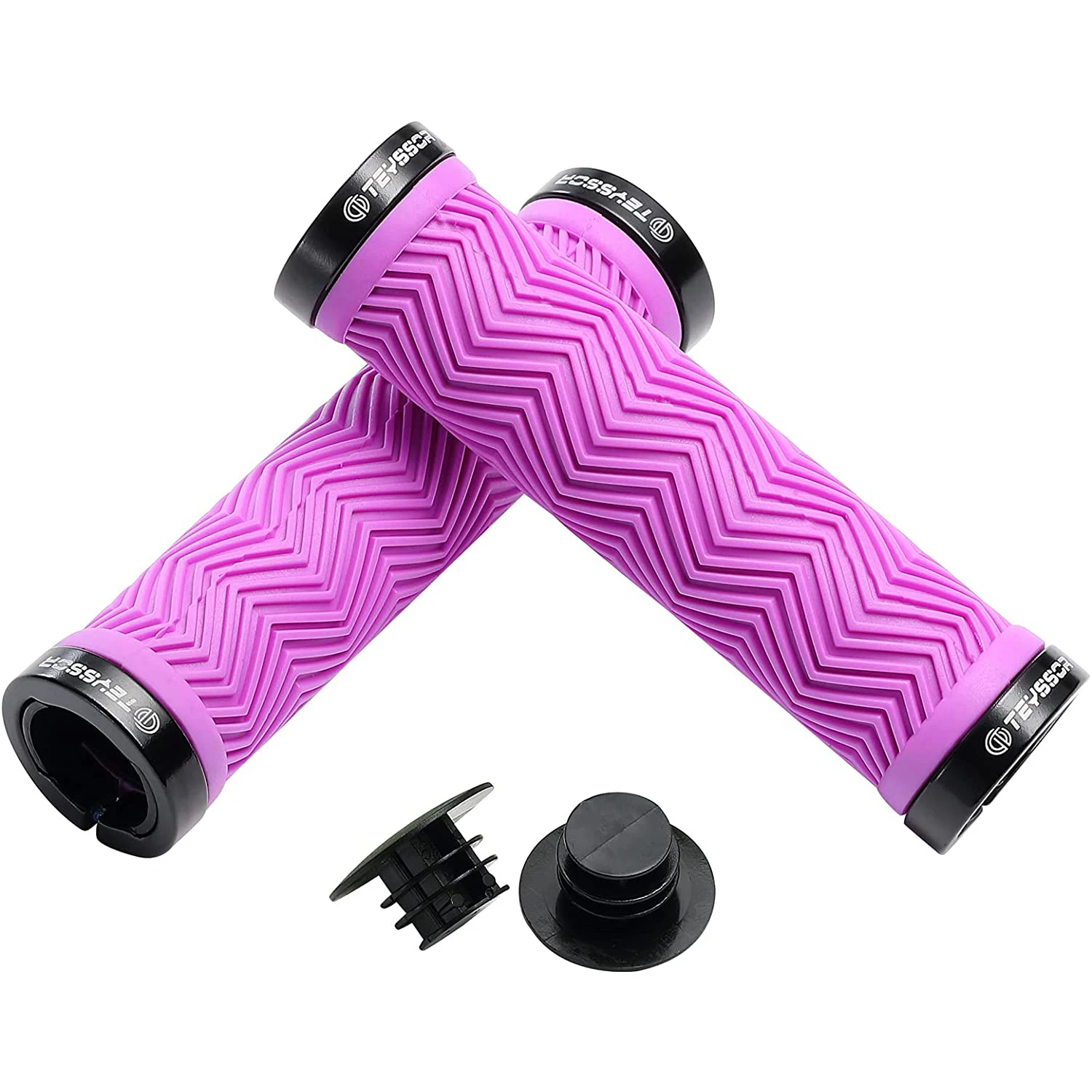 Teyssor Mountain Bike Grips Double Lock on, Non-Slip Shock Absorbing Bicycle Handlebar Grips 130mm for MTB Downhill