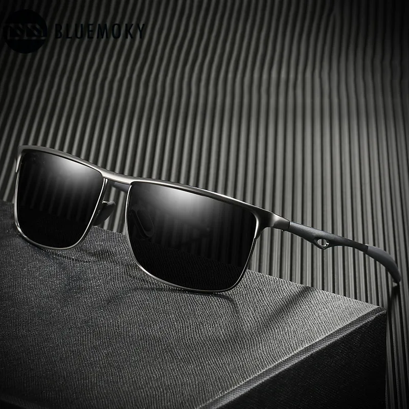 

Мужские прямоугольные солнцезащитные очки BLUEMOKY, поляризационные солнцезащитные очки UV400 для мужчин, брендовые черные спортивные очки Polaroid из алюминиевого сплава
