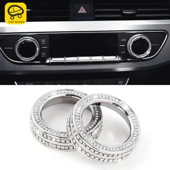 

CarManGo Car Accessories Center Crystal Knob Circle Cover Frame Sticker Trim Decoration for Audi A4 A5 S4 S5 B9 2017-2020