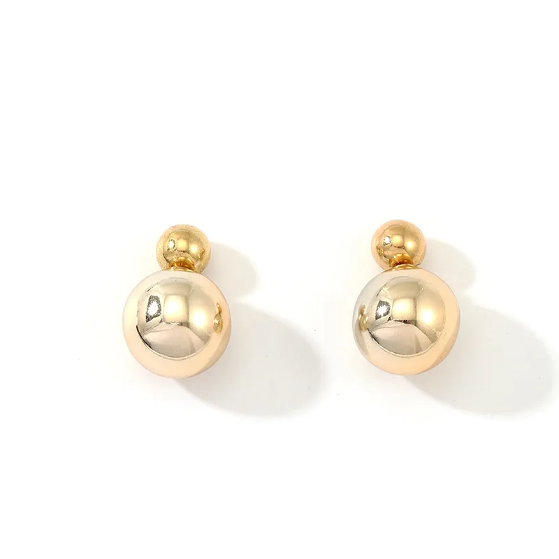 

New Fashion Earrings For Women Personality Creative Golden And Silver Color Alloy Ball Shape Stud Earrings Female