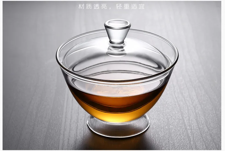 Manufacturers Wholesale Heat-resistant Glass Three-force Lidded-Cup Tea Set Are the Tea Trays Kung Fu Tea Set Large Size Tea Bow