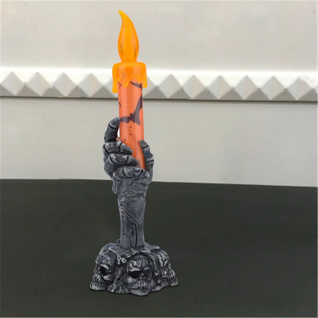 Halloween Skull Skeletal Hand Holder LED Candle Light Decoration Party Lamp Prop 