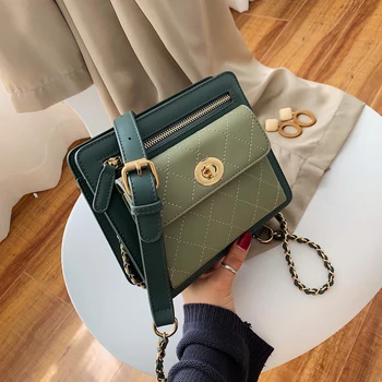 

Fashion Woman PU Leather Shoulder Bag Chain Rivet Small Square Bolsa Feminina Luxury Handbags Women Bags Designer Bolsos Mujer