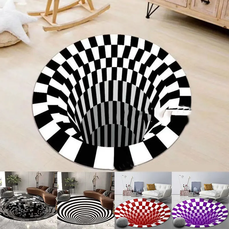 

3D Stereo Vision Carpet Floor Mat 3D Round Carpet Simple Modern for Living Room Home Bedroom Floor Mat Anti-Skid