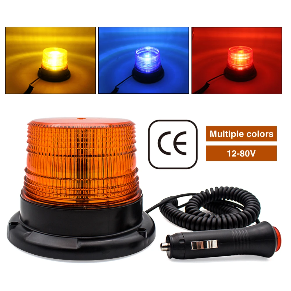 12-80V LED car truck strobe warning light engineering vehicle flashing emergency light school bus beacon light magnetic