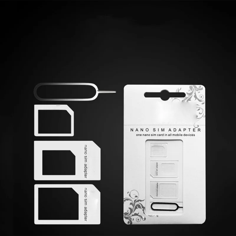 Адаптер для sim-карты 4 в 1 Nano Micro SIM Адаптеры стандартные адаптеры для сим-карты Извлечение Pin для iphone X 8 samsung всех телефонов