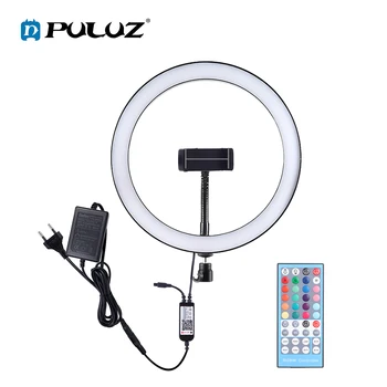 

PULUZ LED Video Makeup Ring Lamp Selfie Light BT Connection Remote Control photography Brightness Adjustment Built-in Batterys