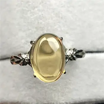 

Top Natural Yellow Citrine Crystal Ring Jewelry For Woman Lady Man Quartz 13x9mm Oval Beads Silver Stone Adjustable Ring AAAAA