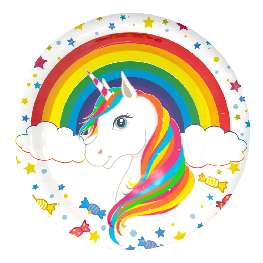 

6pcs Unicorn Party Birthday Decoration Table Cover Paper Flag Party Supplies Unicorn Horse Theme Napkin Wedding Tableware Set