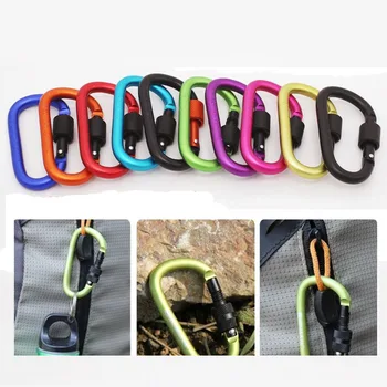 

10Pcs Aluminum carabiner climbing 8cm bold locking type D quickdraw carabiner buckle buckle hanging aluminum nut backpack buckle