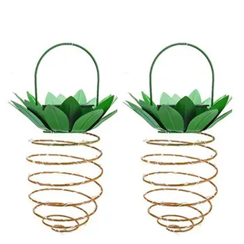 

2Pcs/set Solar Garden Lights Pineapple Shape Outdoor Solar Hanging Light Wall Lamp Fairy Night Lights Iron Wire Art Waterproof