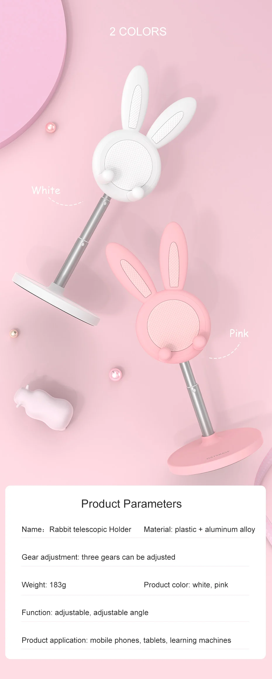 mobile phone stands for vehicle Oatsbasf Cute Bunny Phone Stand Holder Desktop Cell Phone Stand For iPhone 12 13 11 Xiaomi Tablet iPad Telescopic Switch Bracket phone holder for car