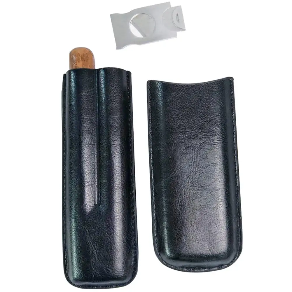 Улучшенная кожаная сумка для хранения сигар с 2 трубками, дорожные сумки для сигар, держатель для сигар, хьюмидор с резаком для женщин и мужчин, принадлежности