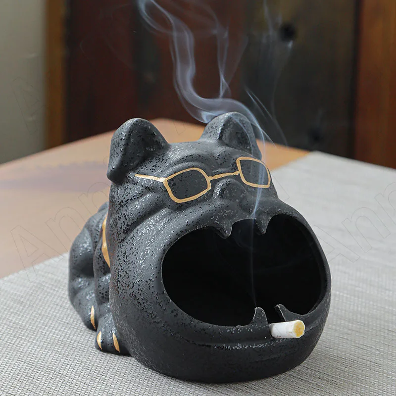 European Ceramic Ashtray Animal Decorative Living Room Desktop Ash Tray Creativity Windproof Ashtrays Home Decoration Modern