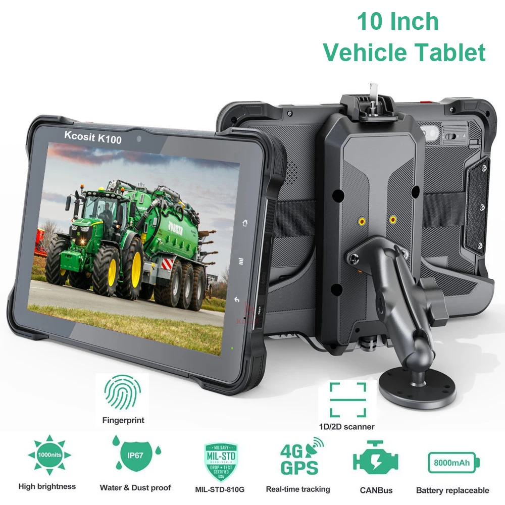 US $485.82 Original Kcosit K100 Truck Vehicle Tablet PC Android 90 ACC Power 10 1000 Nits NFC CAN BUS Protocol SAE J1939 OBD2 RAM Mount