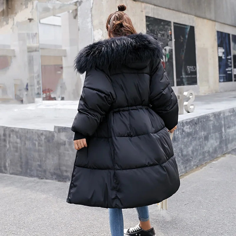 

INS over the Fire of Winter down Jacket Cotton-padded Clothes Women's Long Thick Hooded Loose And Plus-sized Fur Collar Shaking