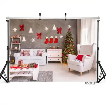 

Interior Christmas Tree Ball Light Chair Photography Decoration Children Baby Portrait Backdrops Background Photo Studio Props