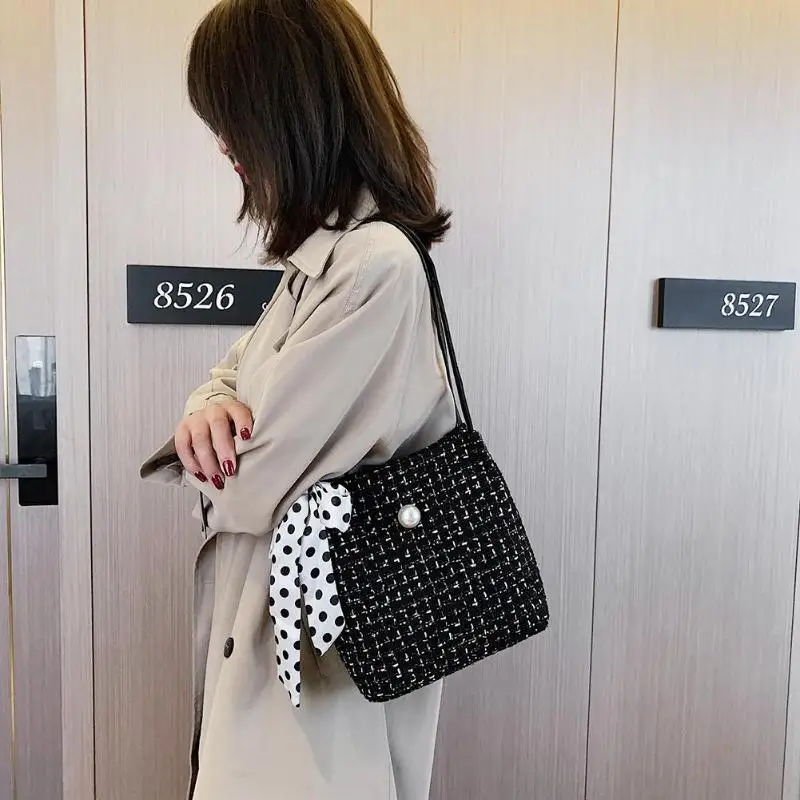 2020 Женская шерстяная сумка на плечо винтажная клетчатая популярных цветов сумки