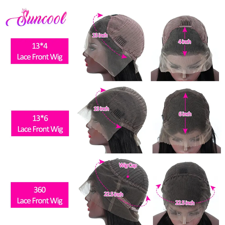 Perucas do Cabelo Humano da Parte Dianteira do Laço da Onda Frontal do Laço Arrancadas com Cabelo do Bebê Suncool Profunda Malaia Humano 360 Peruca Pré 13x 4 - 13x6 8 ??-2