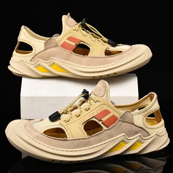 

men sandals outdoor water shoes 2020 summer beach casual hiking mens walking hole travel footwear non slip hollow breathable