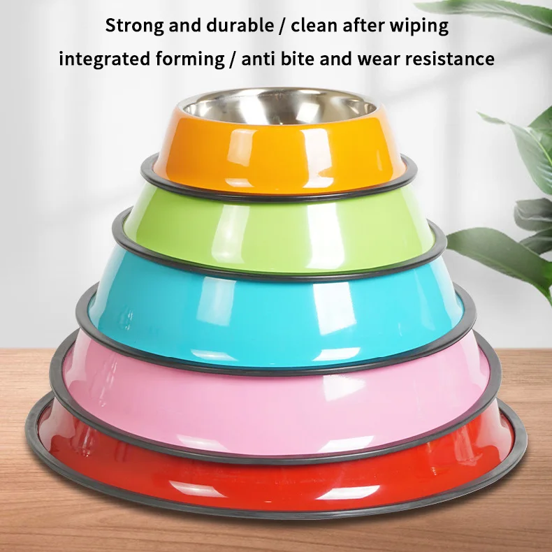 Stainless Steel Pet Cat Bowls Anti-Bite Anti-Slip Durable Feeder For Feeding Drinking Water Washable Pets Eating Bowl Supplies