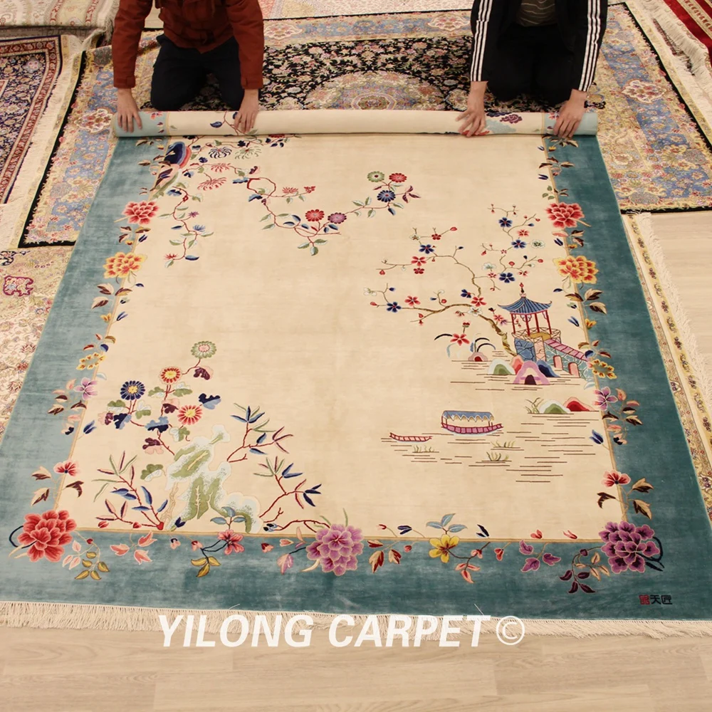 Yilong 6'x9 'винтажный арт-деко ручная завязанная восточные китайские шелковые коврики для гостиной ковер для спальни(TJ2018010A6x9
