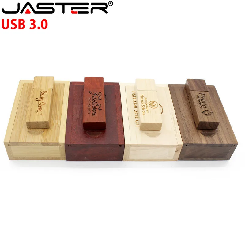 JASTER USB 3 0 логотип на заказ Деревянный usb + коробка флеш накопитель карта памяти