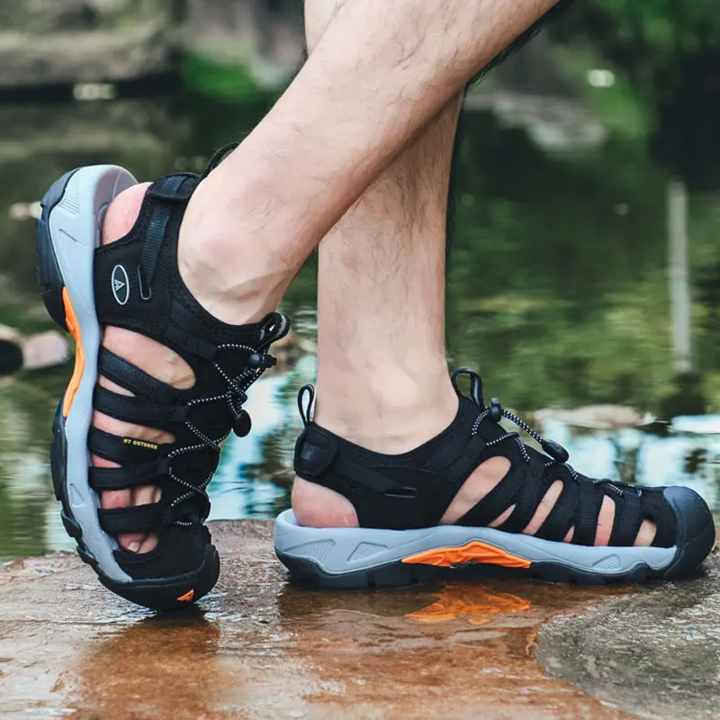 HUMTTO Summer Beach Sandals for Men's Outdoor Water Mens 2021 Breathable Men Sandals Hiking Camping Fishing Climbing Aqua Shoes