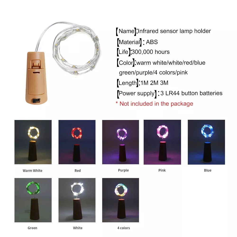 20LED LED wine bottle cork string lights holiday decoration garland wine bottle fairy lights Christmas copper wire string lights